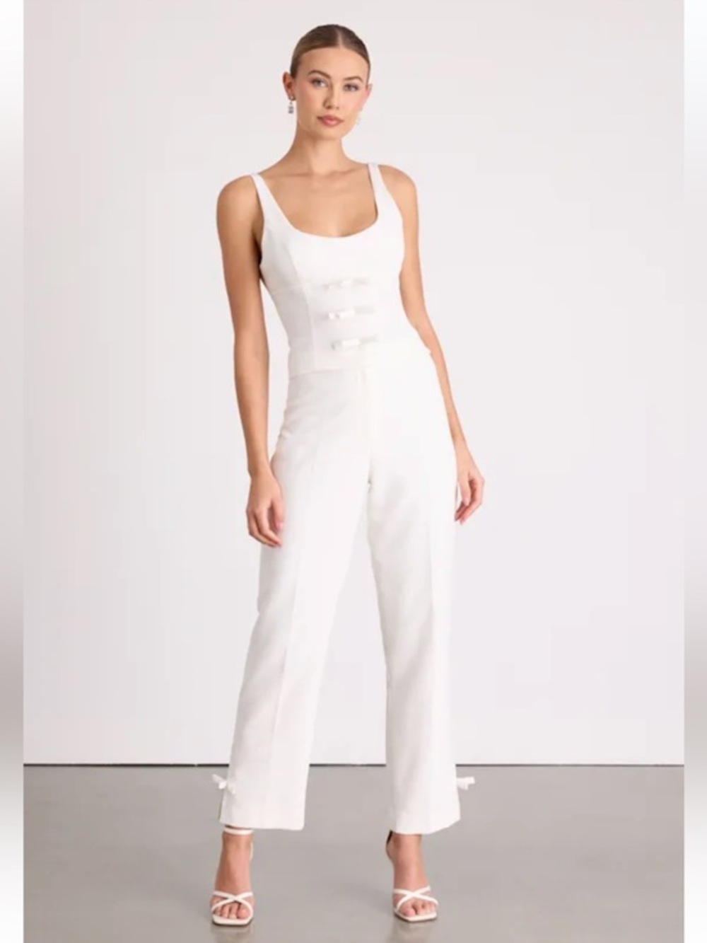 NWT Lulus Fenella White Tank and High-Rise Straight Leg Trousers